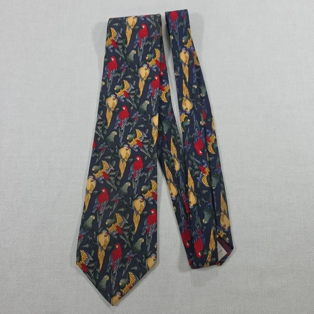 417 by Van Heusen Men's Multicolor Parrot 100% Silk Designer necktie